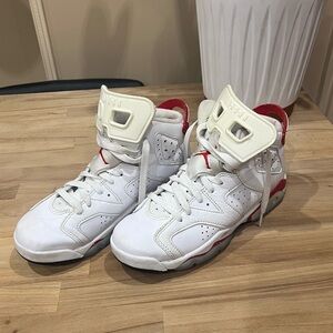 Air Jordan 6 Retro White/Red GS Sneakers Size 7